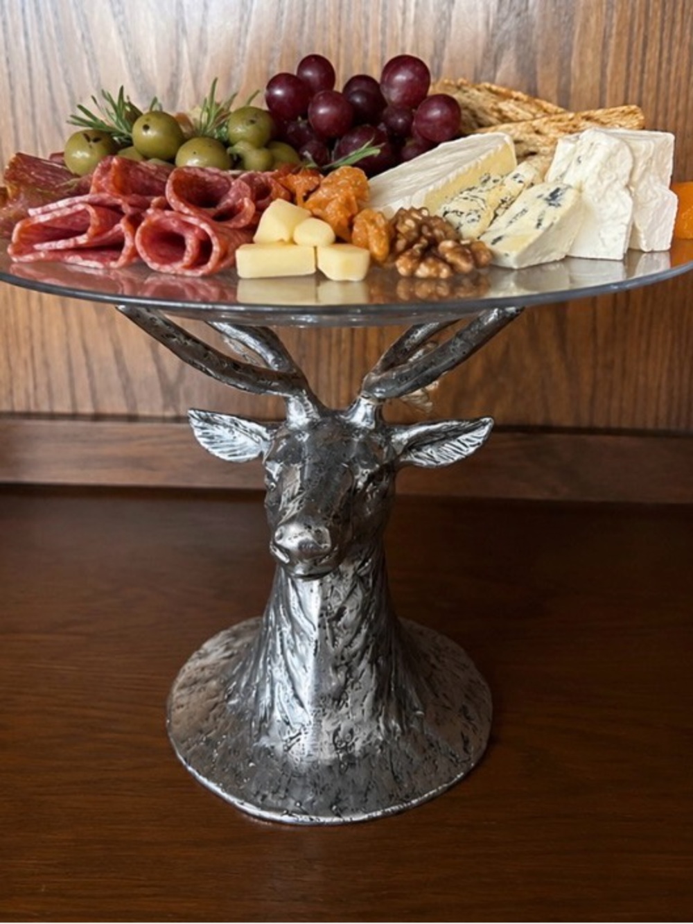 RARE Pottery Barn Stag Deer
Head Cake Stand Pedestal
Glass Platter Retired NWT - Picture 11 of 11